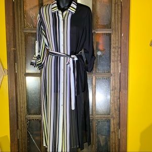 NWT Calvin Klein Striped Sheer Dress